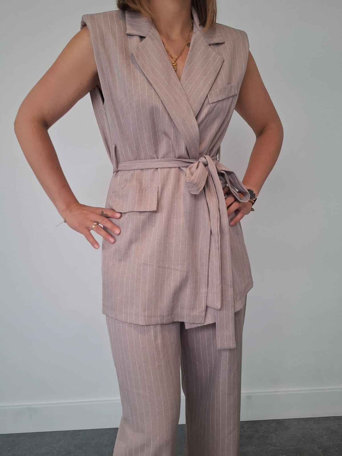 Elegant Plissé two-piece/Soft blush