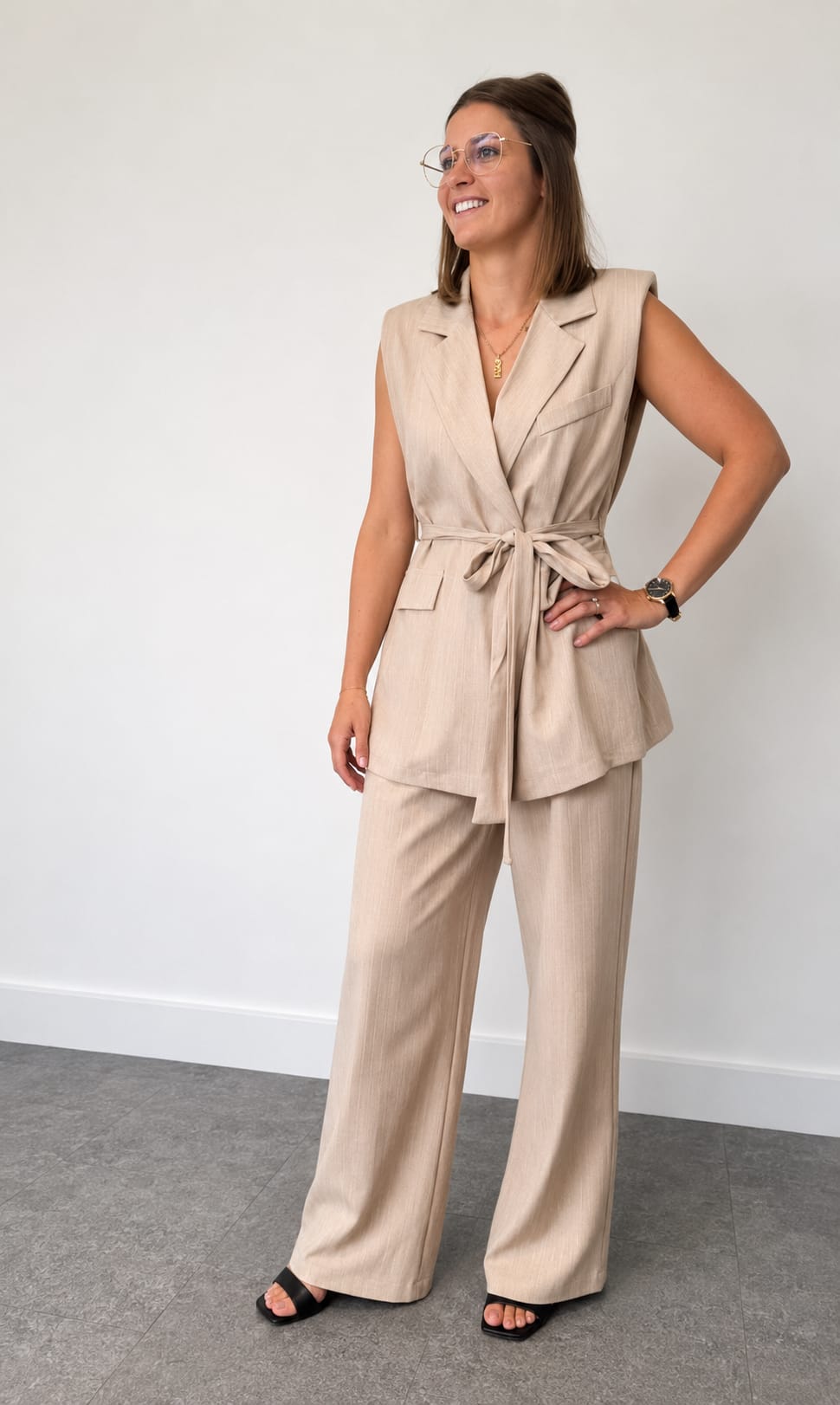 Elegant Plissé two-piece/Ecru